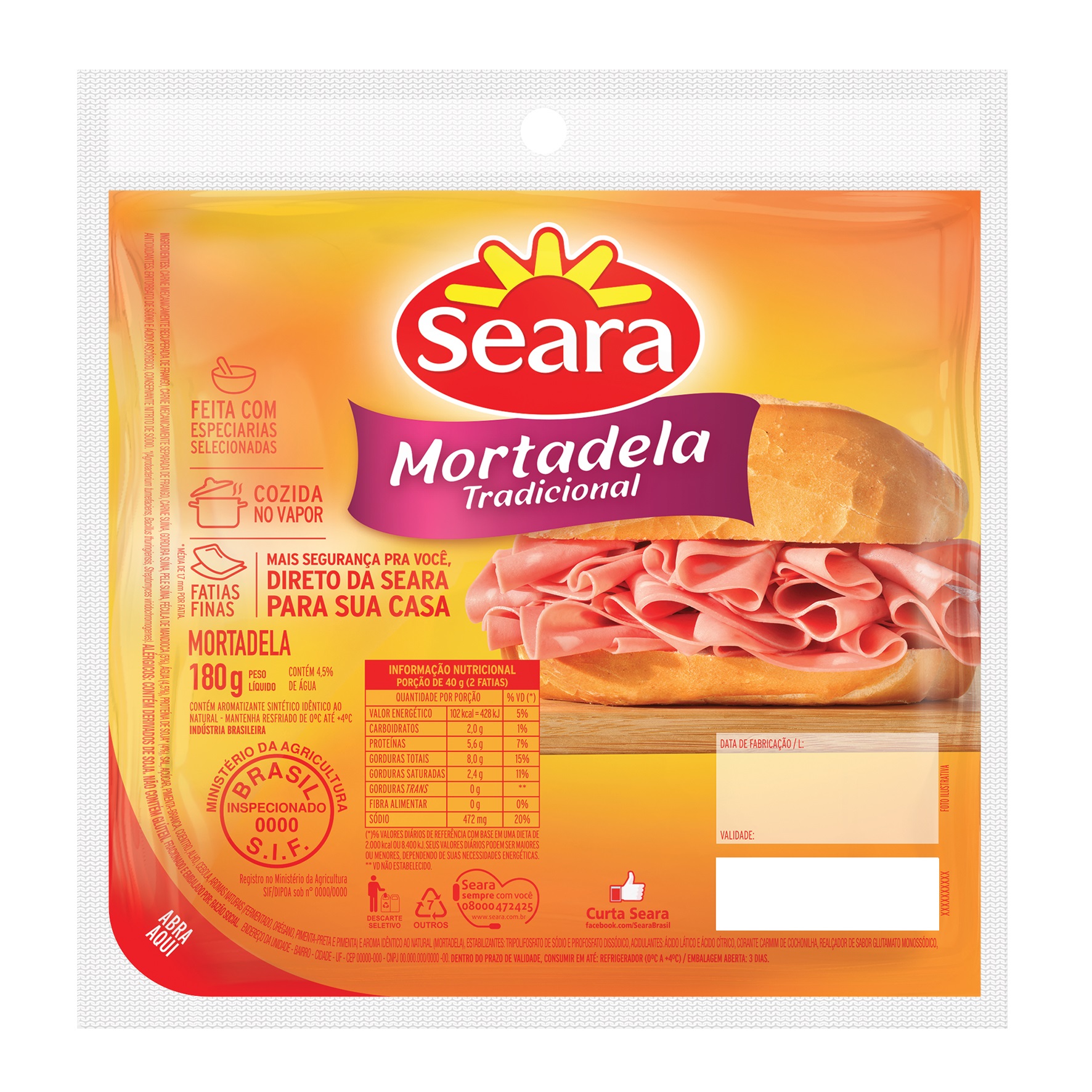 MORTADELA FATIADA SEARA 180G