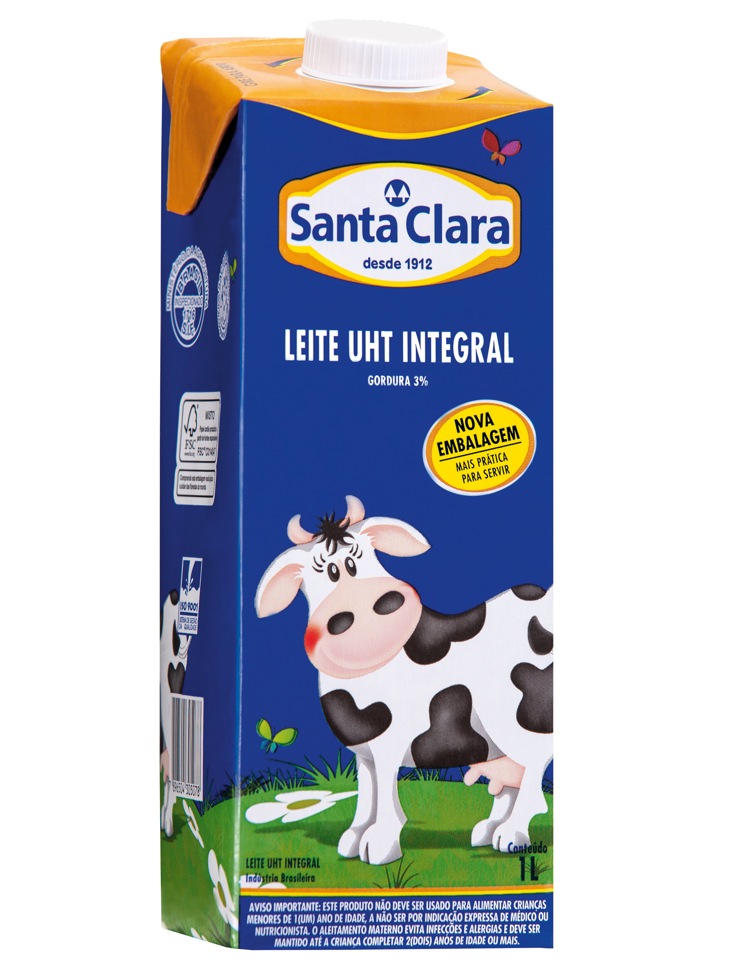 LEITE UHT SANTA CLARA INTEGRAL C/TAMPA 1L
