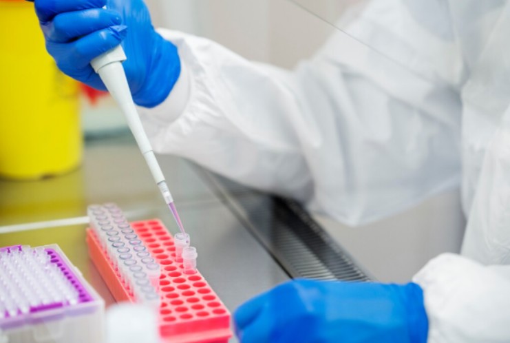 Procesamiento y separación celular de muestras de sangre del cordón umbilical en laboratorio.