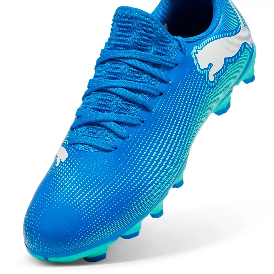 Botines Puma Future 7 Play Fg Ag AZUL AQUA BLANCO Vaypol