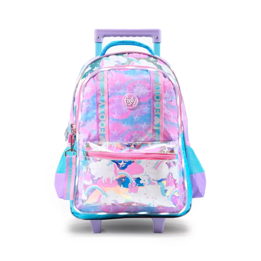 Imagen 0 de 2 de Mochila Footy C/Carro Batik 18 unicornio-AQUA/VIOLETA/ROSA