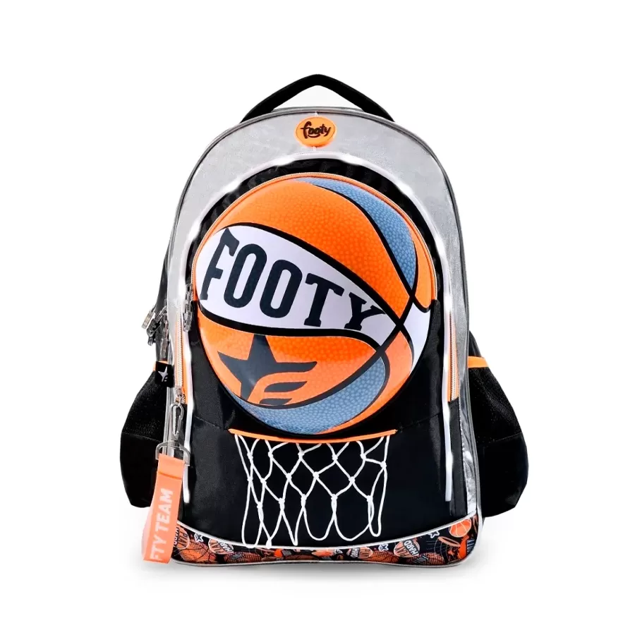 Imagen 0 de 2 de Mochila Footy Espalda 18" Basket-NEGRO/NARANJA/GRIS