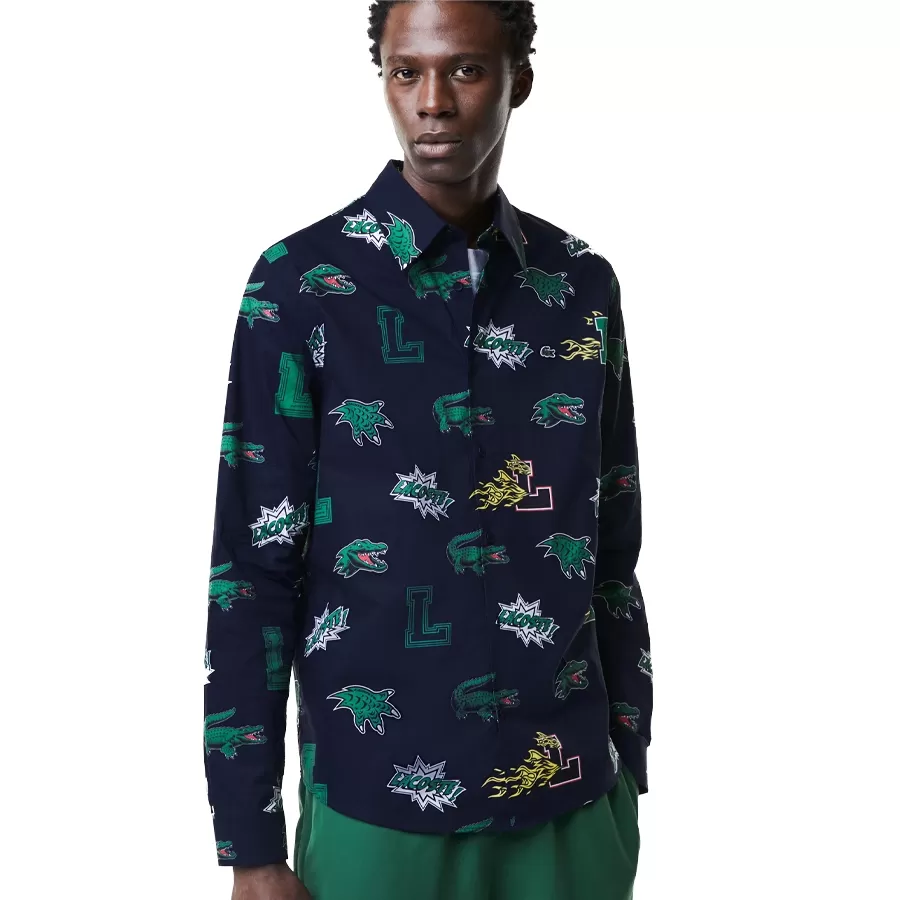 Imagen 1 de 5 de Camisa Lacoste Holiday Con Estampado-MARINO/VERDE