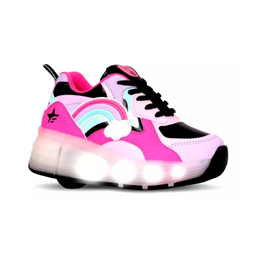 Zapatillas Footy Roller Arcoiris FUCSIA NEGRO LILA Vaypol