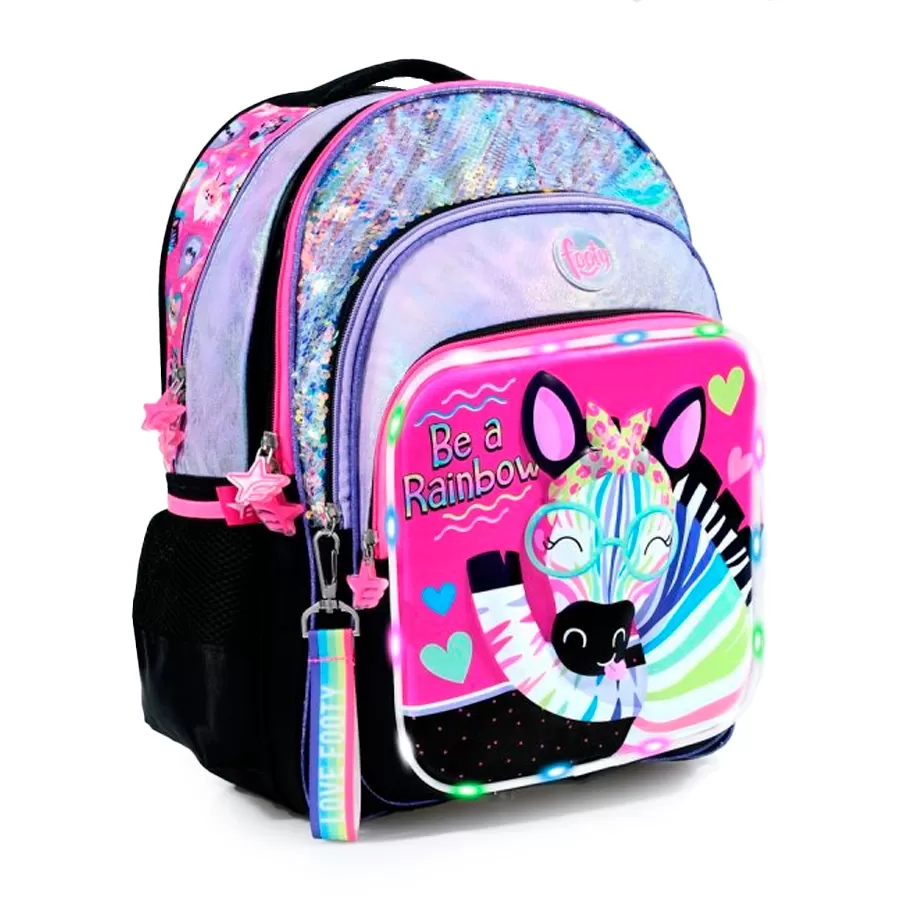 Imagen 1 de 2 de Mochila Footy Espalda 18 Cebra-NEGRO/FUCSIA