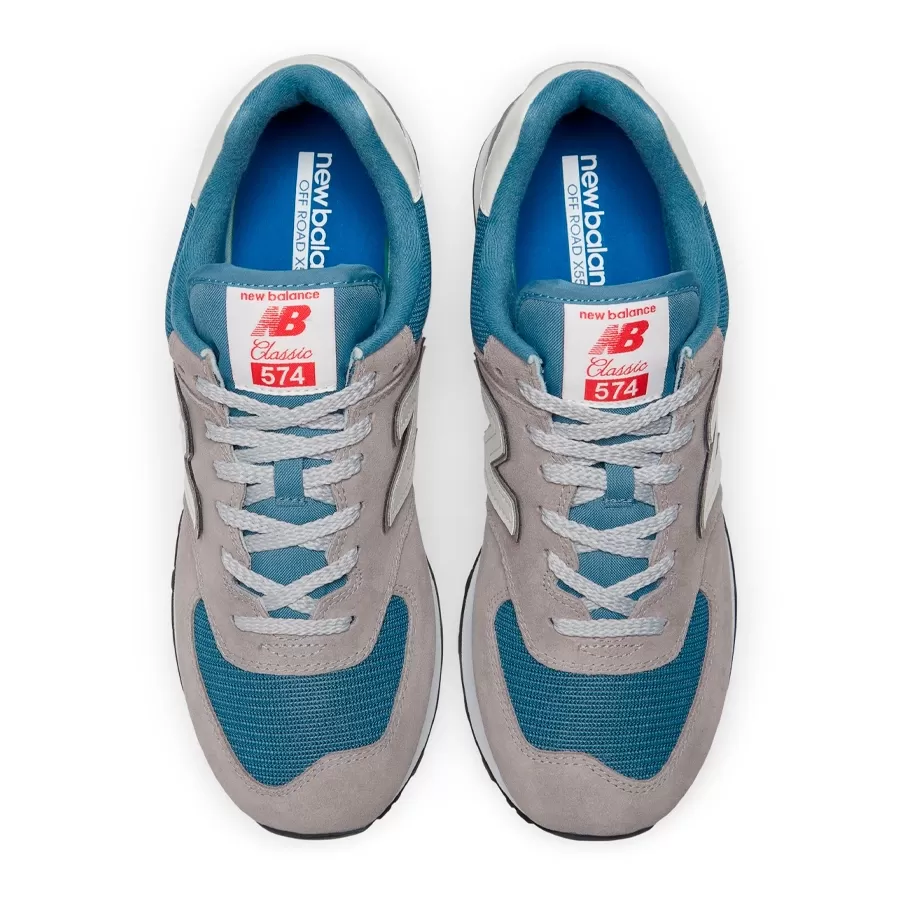 Imagen 5 de 7 de Zapatillas New Balance 574-GRIS/AZUL/NATURAL