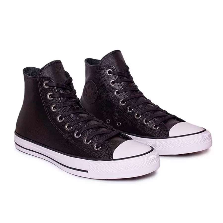 Imagen 2 de 5 de Zapatillas Converse Chuck Taylor All Star Leather Hi-NEGRO