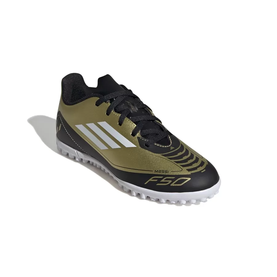 Imagen 4 de 8 de Botines adidas F50 Club Tf Junior Messi-DORADO/NEGRO/BLANCO