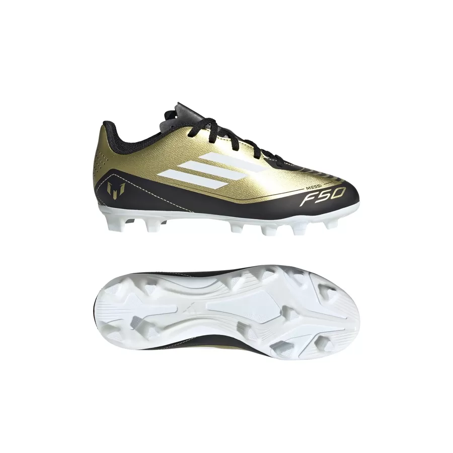 Botines adidas F50 Club FxG J Messi DORADO NEGRO BLANCO Vaypol